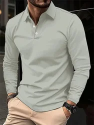 Men's Spring and Autumn Casual Breathable Comfortable Polo Shirt Hot Selling Fashion Men's Business Long Sleeve T-Shirt