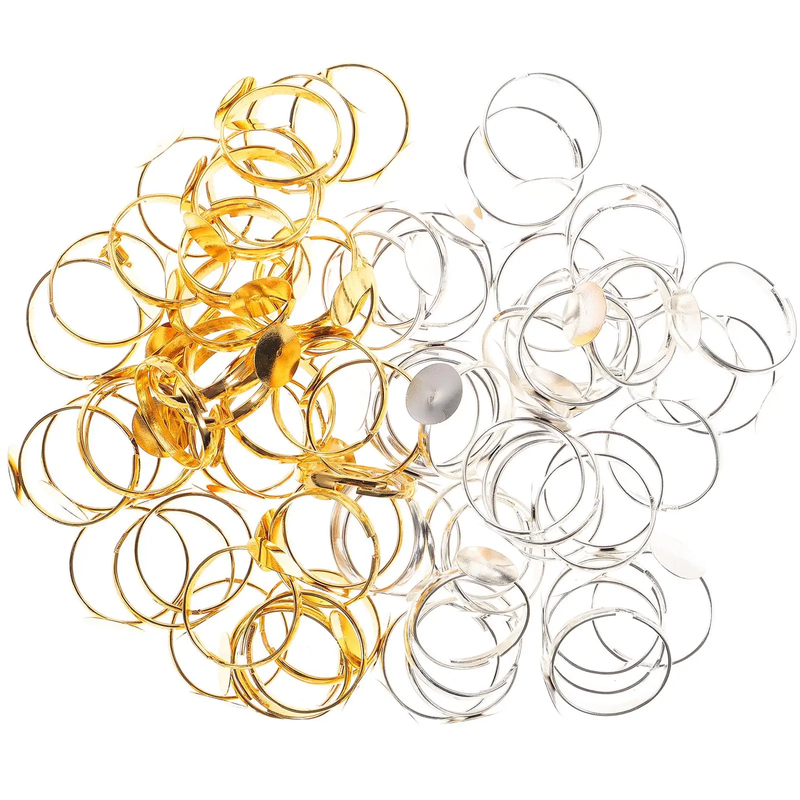 

80pcs Ring Tray Base DIY Rings 10mm Silver Gold Smooth Comfortable Jewelry Making Finger Ring Base Accessories