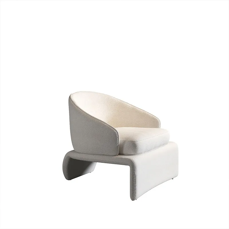 Living room single sofa model room Nordic creative designer white lamb wool single chair