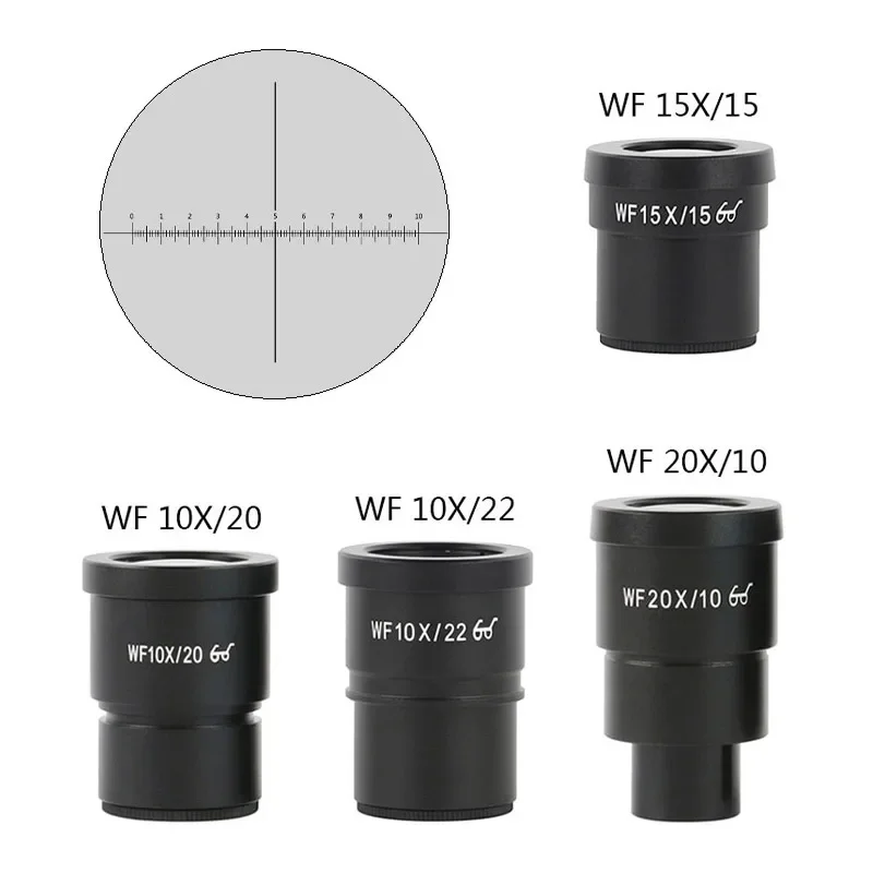 

WF10X/20 WF10X/22 WF15X/15 WF20X/10 Reticle Scale Eyepiece 30mm Mount For Trinocular Binocular Stereo Microscope Biomicroscope