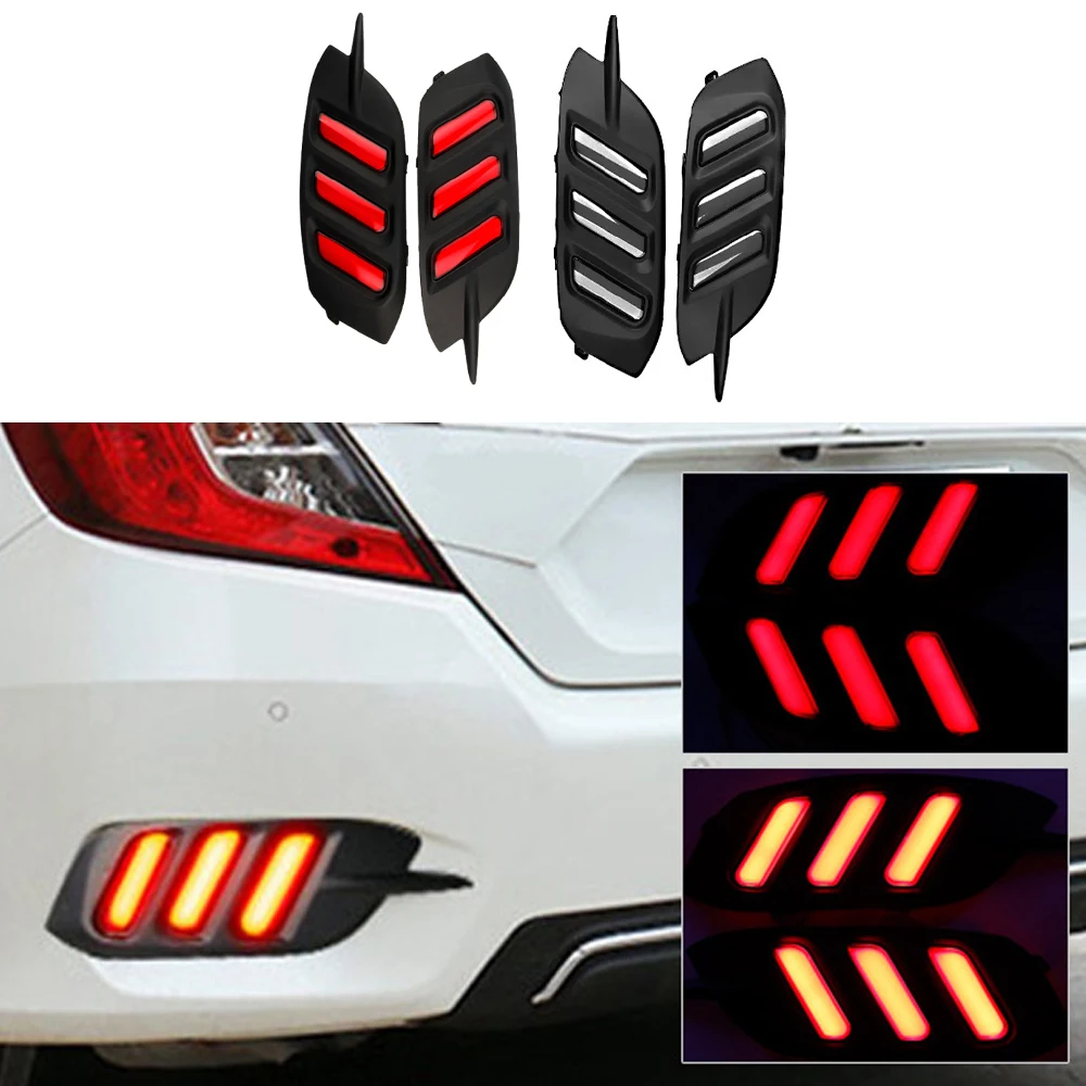 2Pcs Rear Bumper Reflector LED Lights Car Accessories Fit for Honda Civic 2016 2017 2018 Led Lights For Vehicles Auto Parts