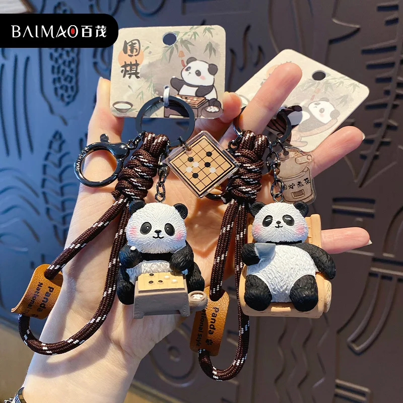 Chinese-Style Panda Keychain Exquisite Resin Key Chain Adorable Bag Charm Accessory Car Keychains