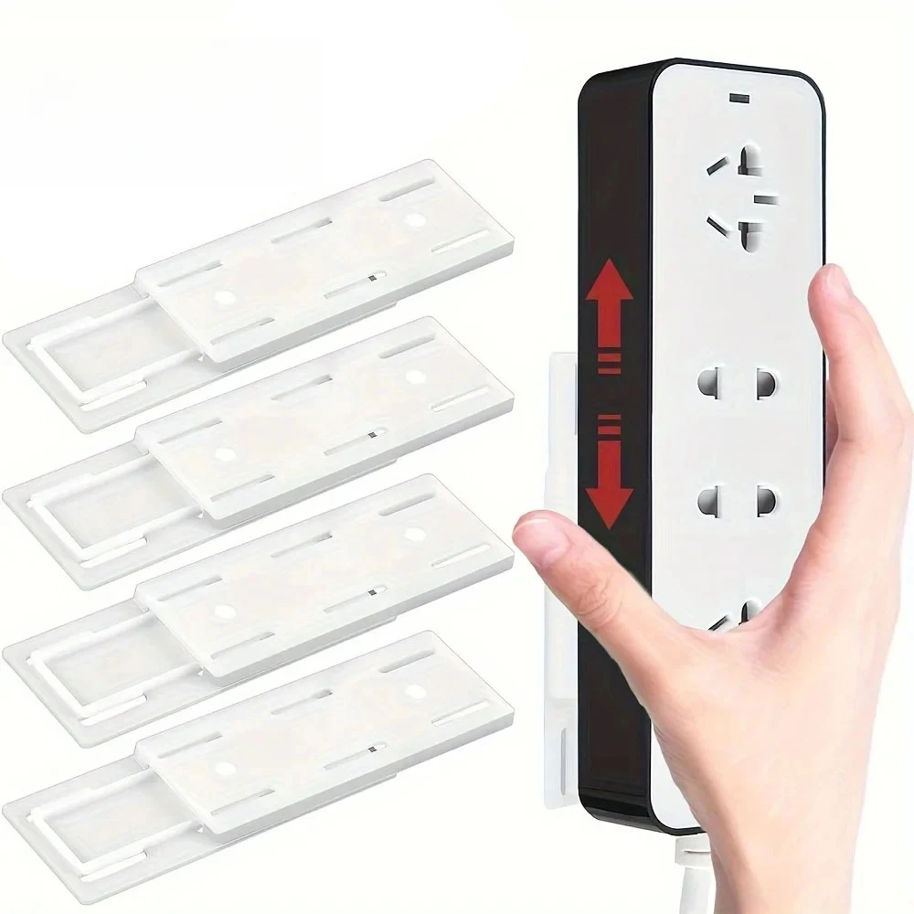 Wall-Mounted Power Strip Holder  Self-Adhesive Desktop Socket Fixer with Easy Installation and Space-Saving Design