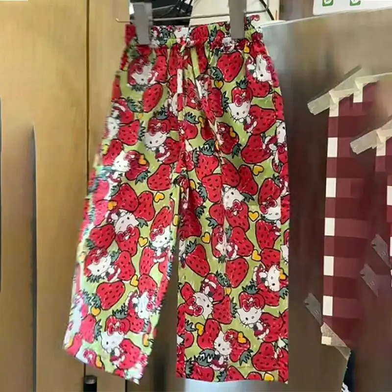 

Sanrio Hello Kitty Pants Girl Summer Casual Pant Mosquito Resistant Children Printing Kawaii Cartoon Fashion New Casual Clothing