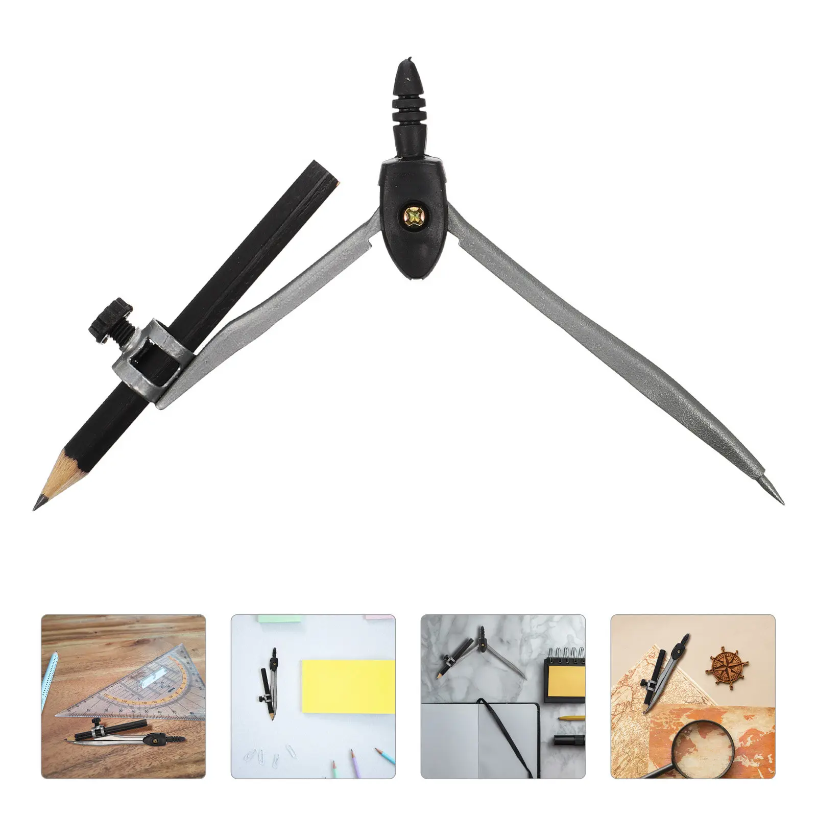 

Precision Metal Compass with Pencil Screw-Mount Holder for Math Drawing Drafting Geometry Circle Compass Professional Use
