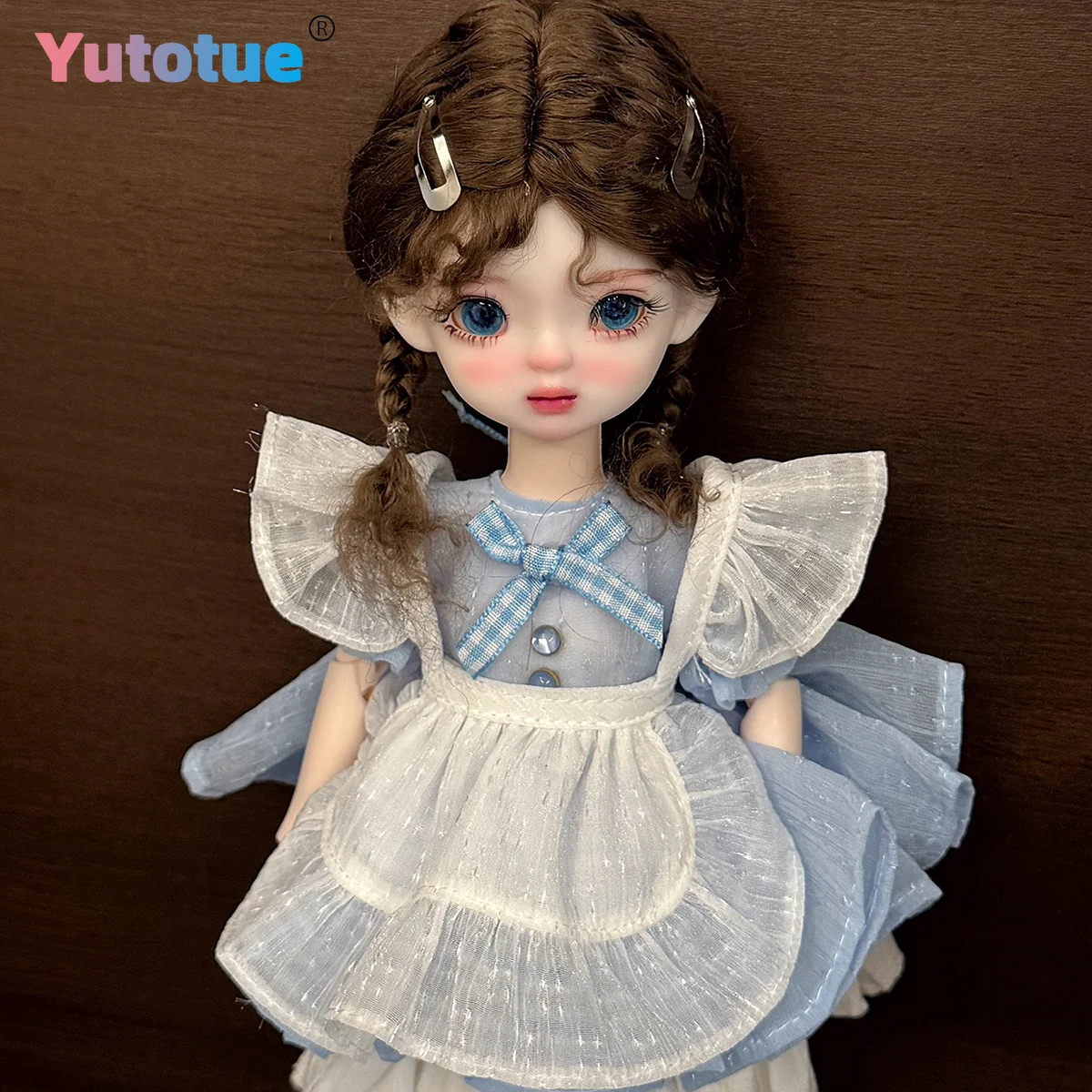YUTOTUE 28cm Height Girl Doll Cute 1/6 BJD Toy Braided Hair Wig Pretty Dress Shoes Set