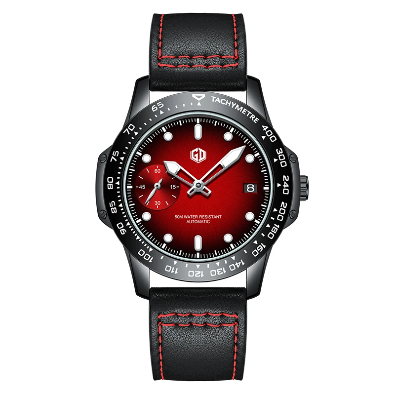 

GD Seagull Movement Luxury Man Wristbatch Waterproof Luminous Date Leather Men 2025 New Watches Sports Square Men's Watch Casual