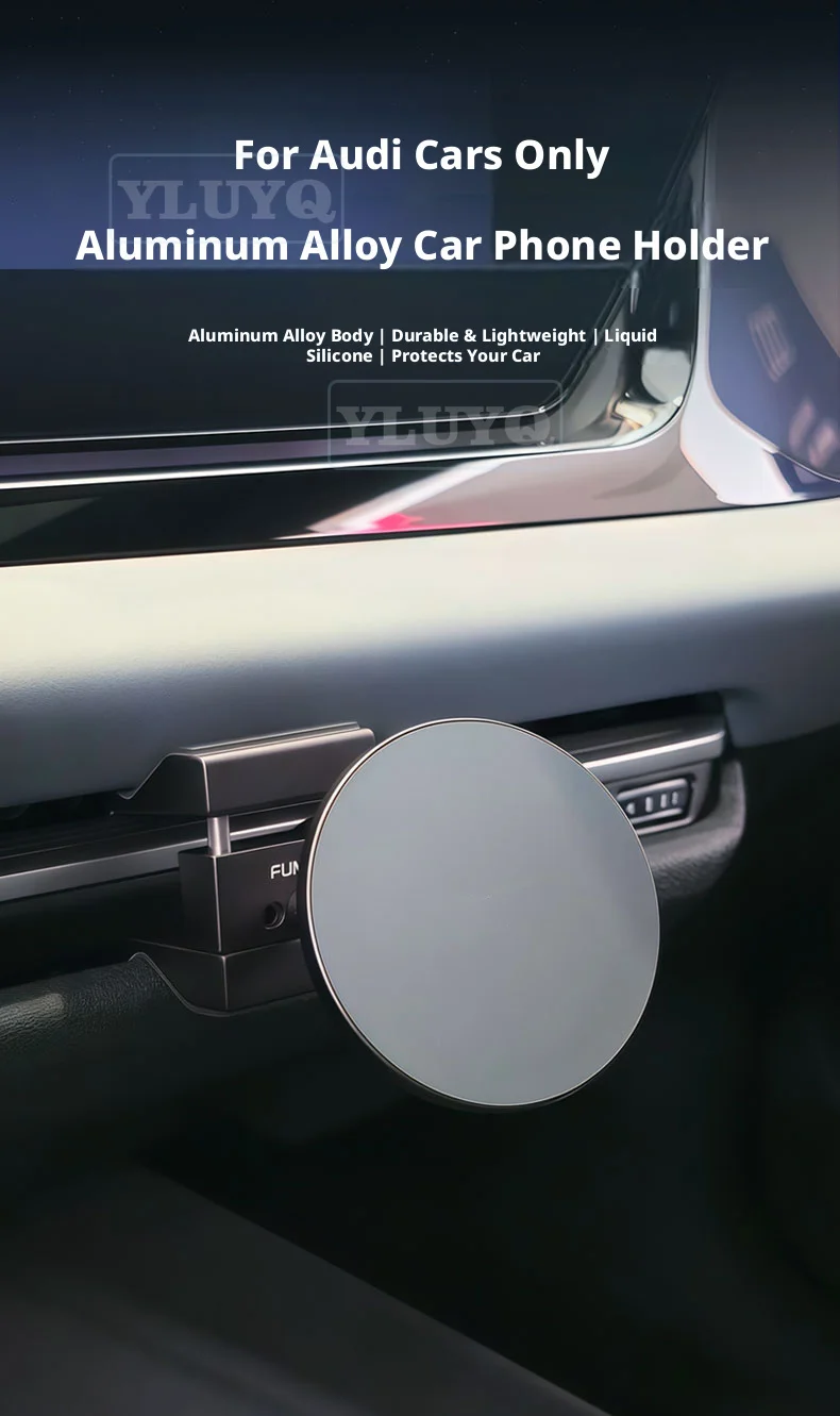 Aluminiumlegierung Für AUDI 2026 Q5 A5 Q6L/A6L e-tron C9 Spezieller Telefonhalter Kabelloses Laden Magnetische Autohalterung Innenraumzubehör – Detail 1