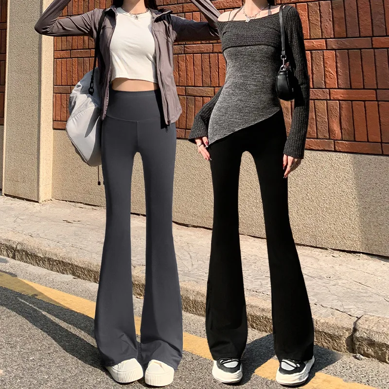 2024New Bell Bottoms with Fitted Shark Pants High Waist Slim Horseshoe Wide Leg Pants Leggings Long Women Y2k Pants Korean Style