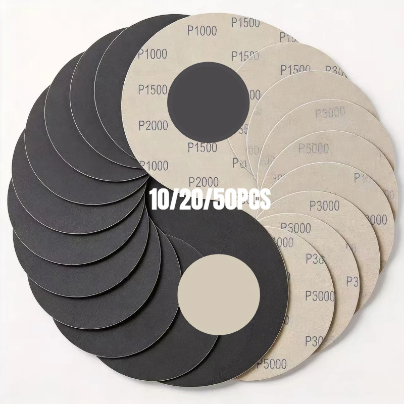6 Inch 10/20/50 Piece Wet and Dry Sanding Disc Hooks, 60-10000 Models of Waterproof Sandpaper for Car Wood Metal Polishing and S