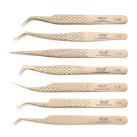 Pinzas para pestañas antideslizantes con textura de escamas de pescado originales VETUS, punta de fibra hiper fina, pinzas de maquillaje de belleza para ojos de precisión