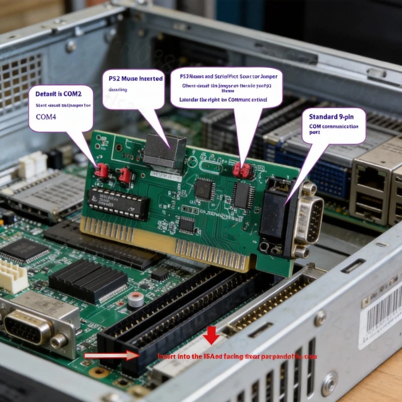 Carte d'extension ISA 8 bits avec port série et interface souris PS/2 pour systèmes industriels anciens basés sur DOS