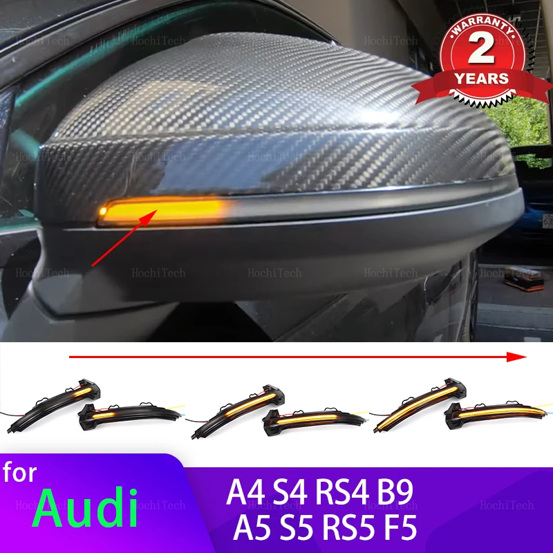 2pcs Dynamic Turn Signal LED Side Mirror Indicator Blinker Sequential Light for Audi A4 S4 RS4 B9, A5 S5 RS5 F5 2016-2023