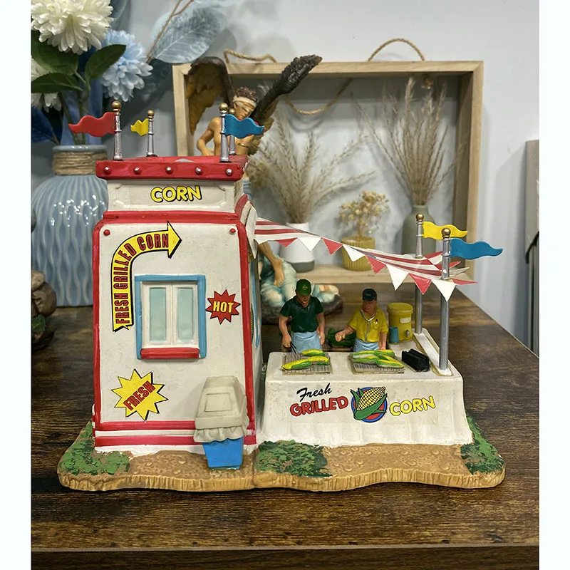 

Home Decor European Painted Buildings Streets Barbecue Huts Scenes Figurine Home Tabaletop Ornaments Sand Table Figure Gifts