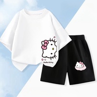 Summer Baby Girl Clothes Set Children Sanrio Hello Kitty Printing T-shirt and Short Two Pieces Suit Kid Shorts Sleeve Tracksuit