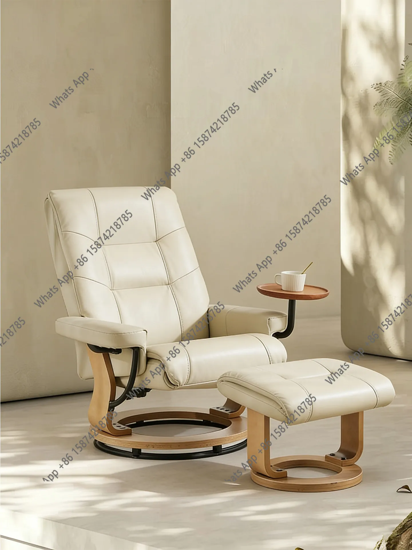 First layer cowhide Norwegian chair living room single sofa lazy recliner leather retro balcony leisure chair