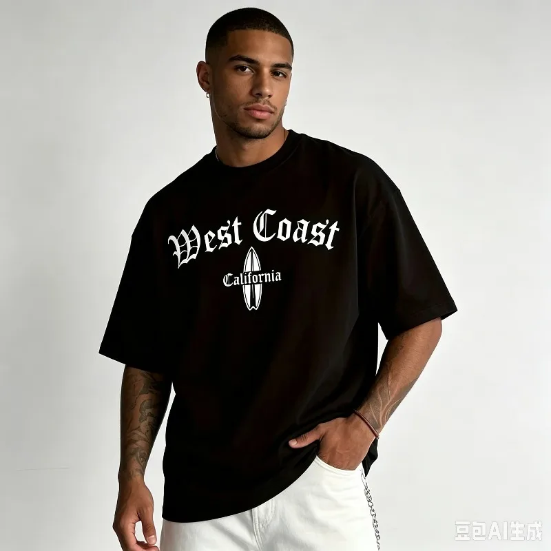 West Coast California Men’s Surf City Graphic T-Shirt Soft Modal Casual Tee for Beach Streetwear Surfing Gift