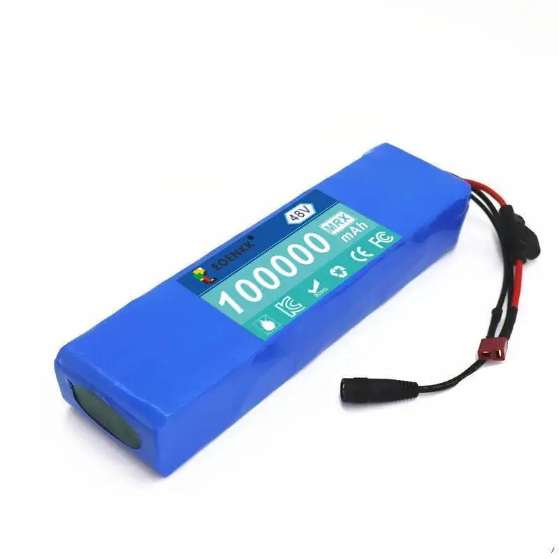 EOENKK 13S2P 48V 100000mAh 100Ah Lithium-ion Battery Pack with BMS +54.6V charger for 250W 350W 500W 750W 1000W Electric vehicle