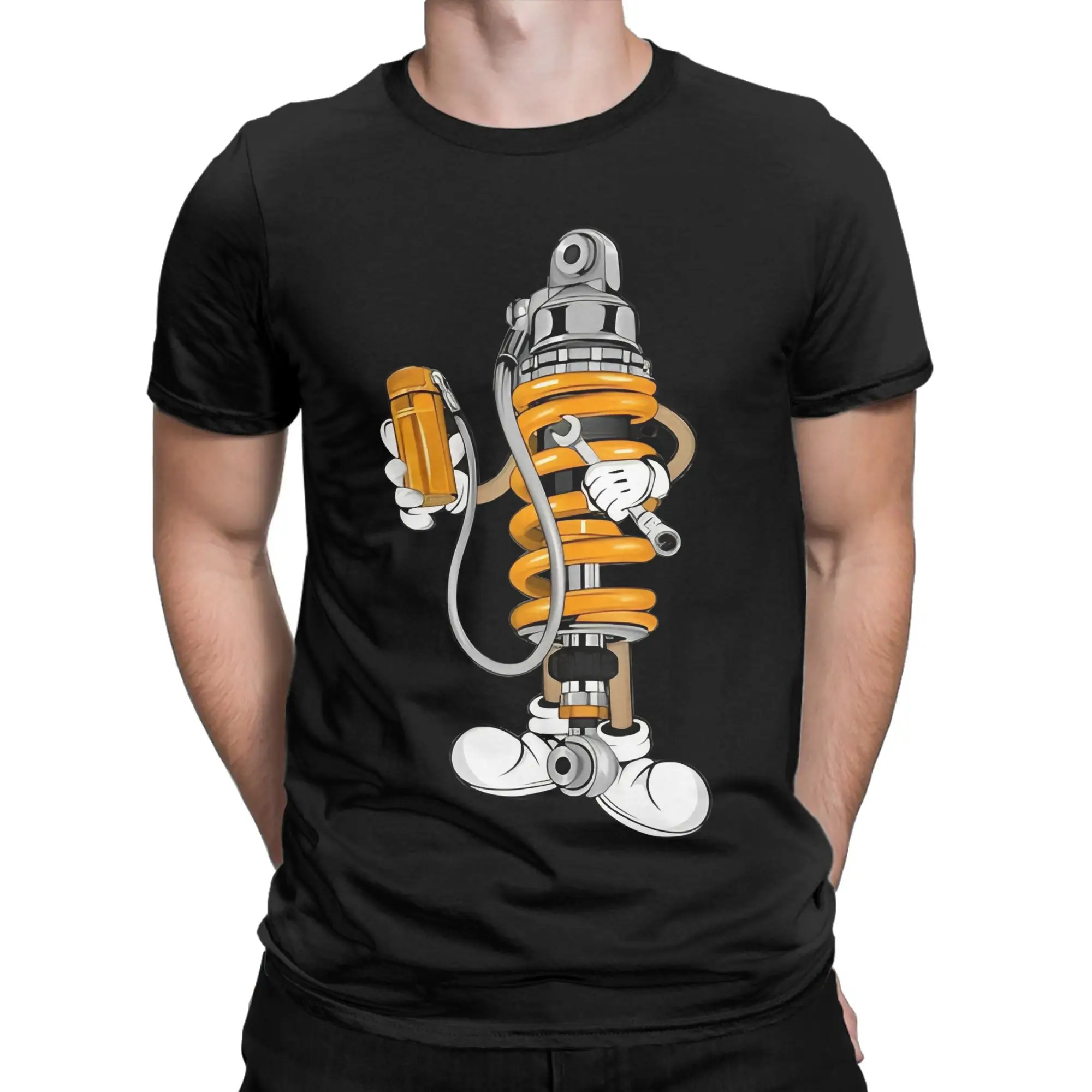 Ohlins Motorcycle (3) T Shirts Men's  100% Cotton Vintage T-Shirt Round Collar  Tee Shirt Short Sleeve Clothing Original