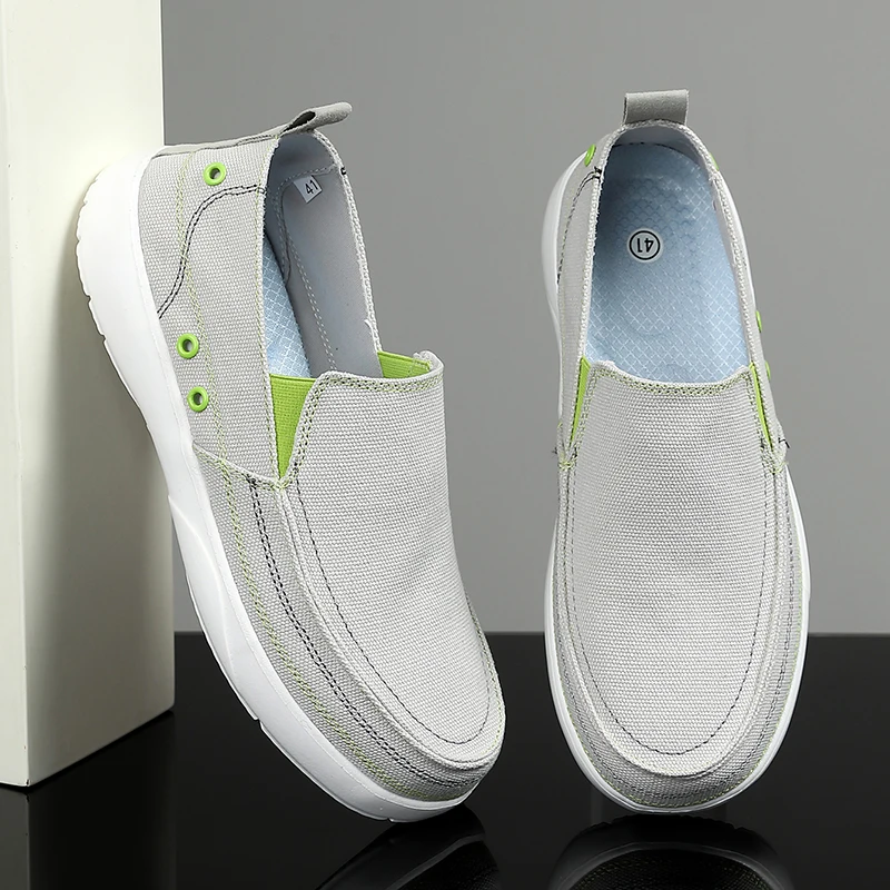 Mens Dude Shoes Canvas Casual Slip on Ultralight Blue Comfortable Walking Shoes Cheap Hot Sale