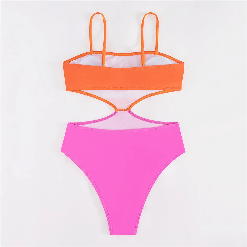 Black White Patchwork Sexy Swimsuit Women One Piece Swimwear 2026 Side Waist Hollow Out Monokini High Cut Bathing Swimming Suit view 6