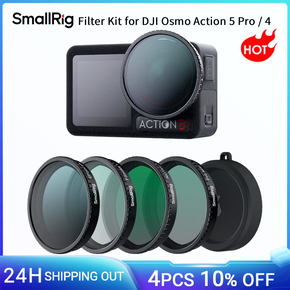 

Набор фильтров SmallRig для DJI Osmo Action 5 Pro/4, 5-в-1, включая Black Mist 1/4, ND16/CPL, Star-Cross, Film Simulator
