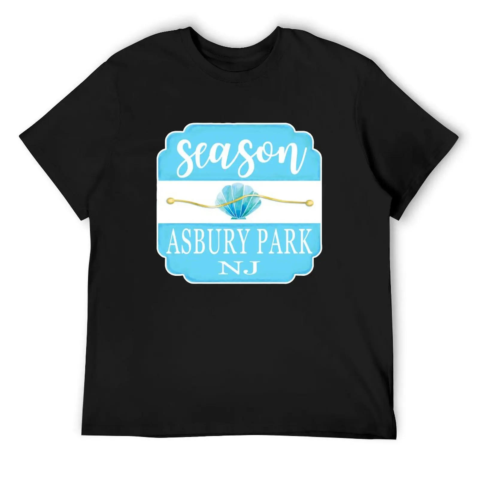 

ASBURY PARK New Jersey Beach Badge T-Shirt Blouse blue lock man clothes oversized t shirts for men