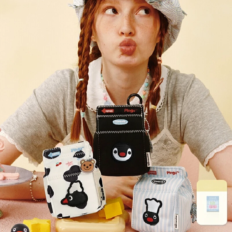 

New Pingu Milk Box Mini Coin Purse For Girl Gift Storage Bag Key Bag Ins Kawaii Pingu Crossbody Bag Decor Anime Peripheral Gift