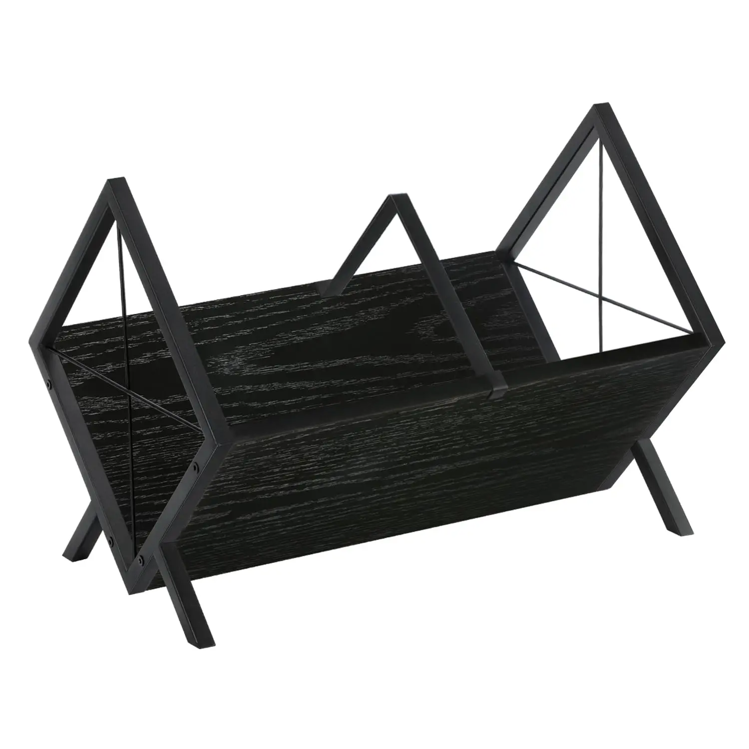 Retro Style Metal and Wood LP Vinyl Record Holder Album CD DVD Rack Stand for Home Furniture for Living Room Storage