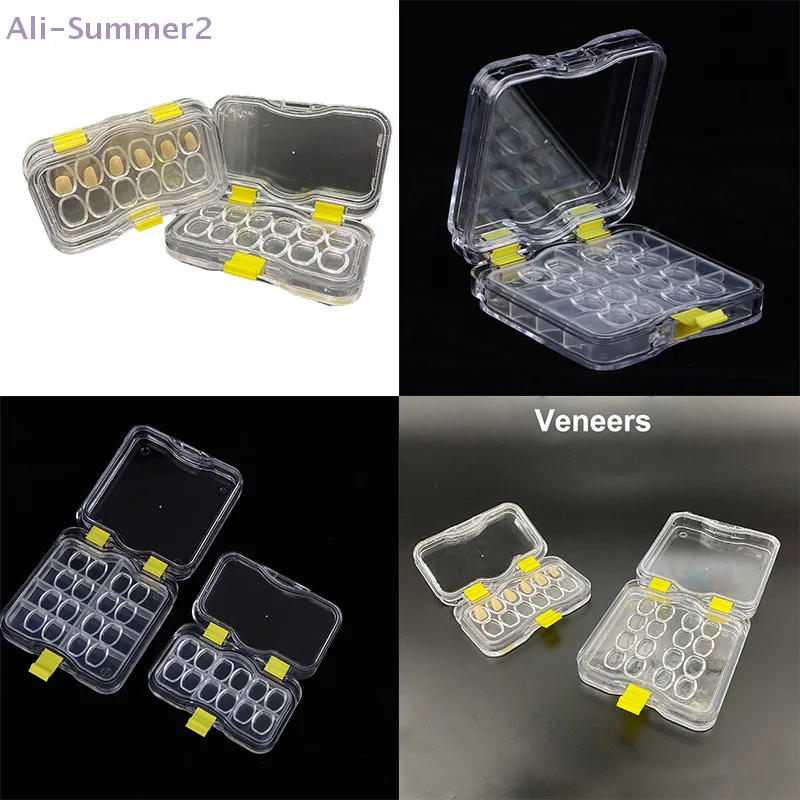 ✨{MX} 1/6/12/16/20 Grids Denture Protector Transparent Storage Box With Film False Teeth Container Dental Retainer Case