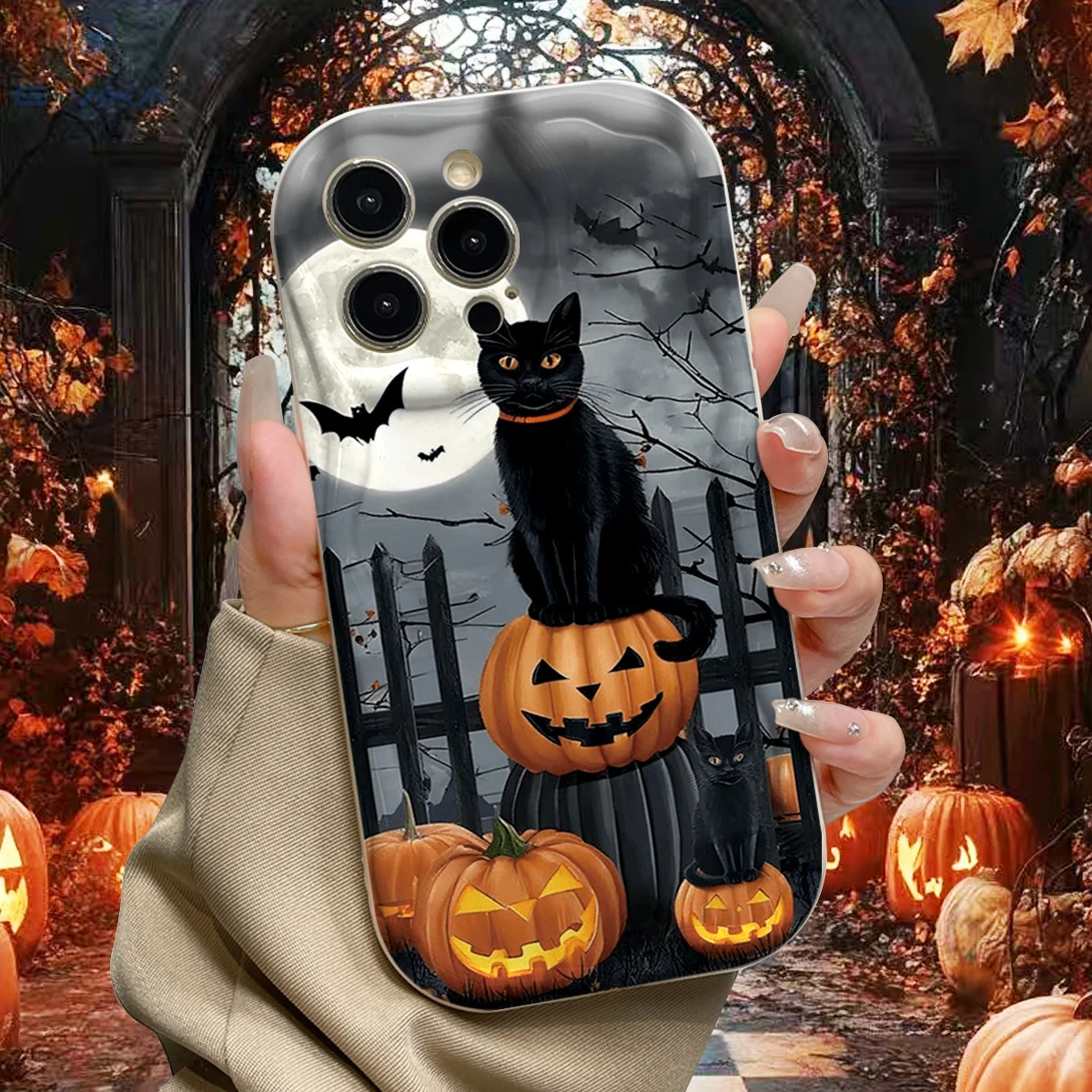 Halloween Cat Korean Phone Case For Samsung Galaxy S25 S26 Plus S23 S24 Ultra A56 A55 A15 A17 A27 A57 A37 A36 A07 Silicone Cover