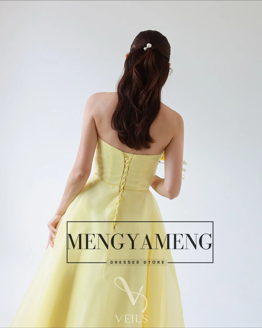 ZHUISHU Yellow Korean Evening Party Dresses Strapless Corset Back Long Prom Party Gown Customized Bridal Wedding Snap Dresses