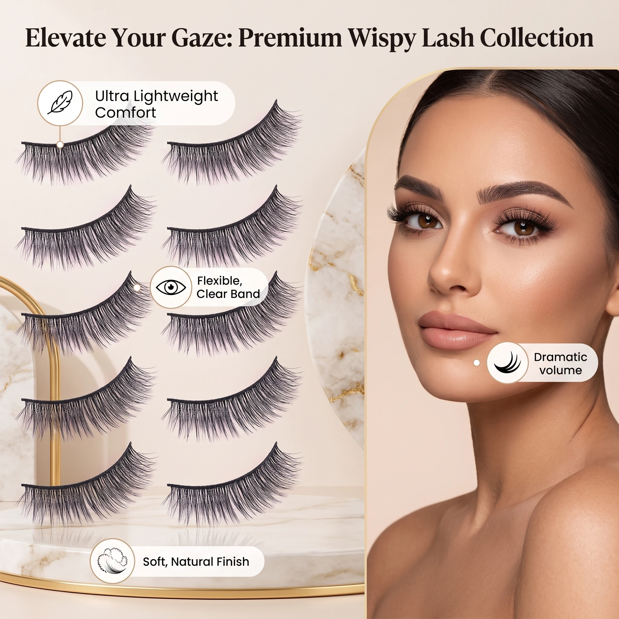 Magnetism Eyelashes Kit 10 Pairs Handmade Lightweight Reusable Magnetic Lashes with Eyeliner Applicator Synthetic Fiber