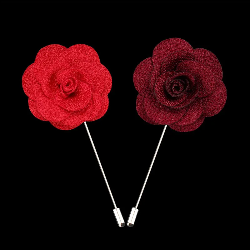 BoYuTe (20 Pieces/Lot) High Quality Camellia Flower Lapel Pin Brooch Men Fashion Wedding Boutonniere 23 Colors