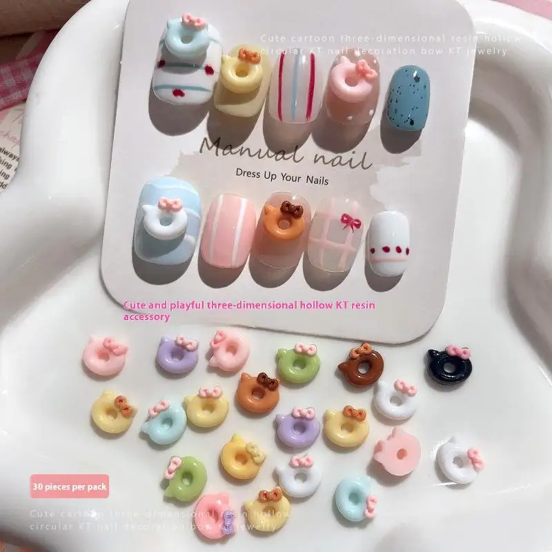 30 stuks mix cartoon donut vorm nail art decoratie nagel charme stickers manicure nagelsalon accessoires