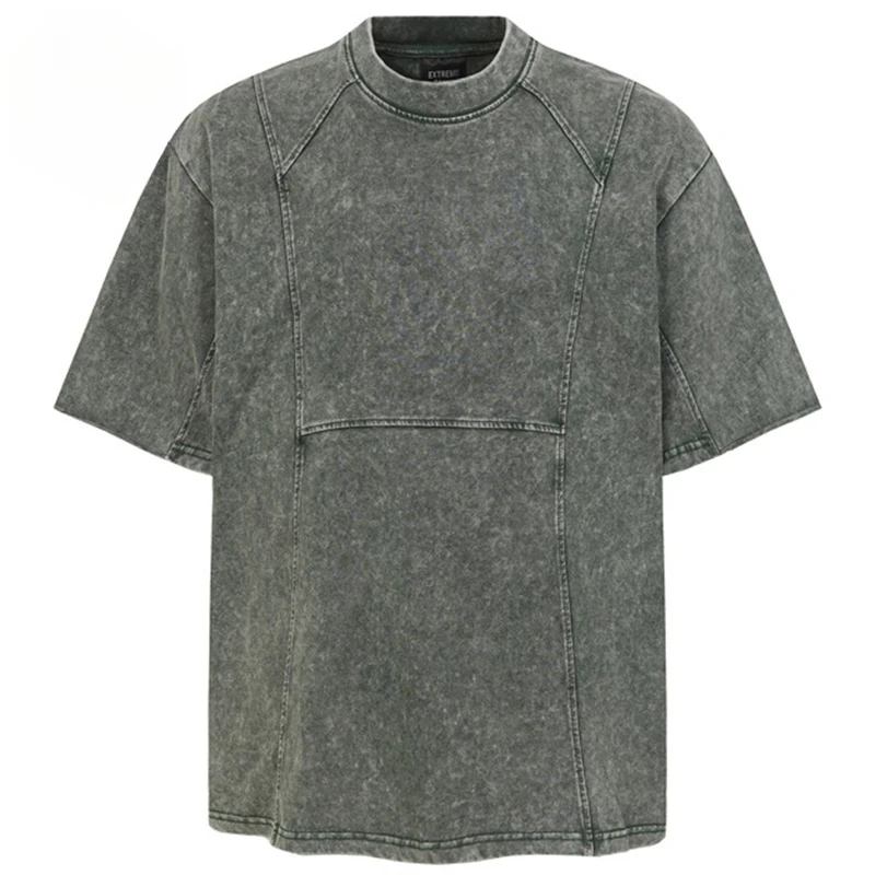 

Vintage Men T Shirts Streetwear Harajuku Hip Hop Oversized T-shirts Patchwork Y2K Tshirts Retro Loose Tee Tops