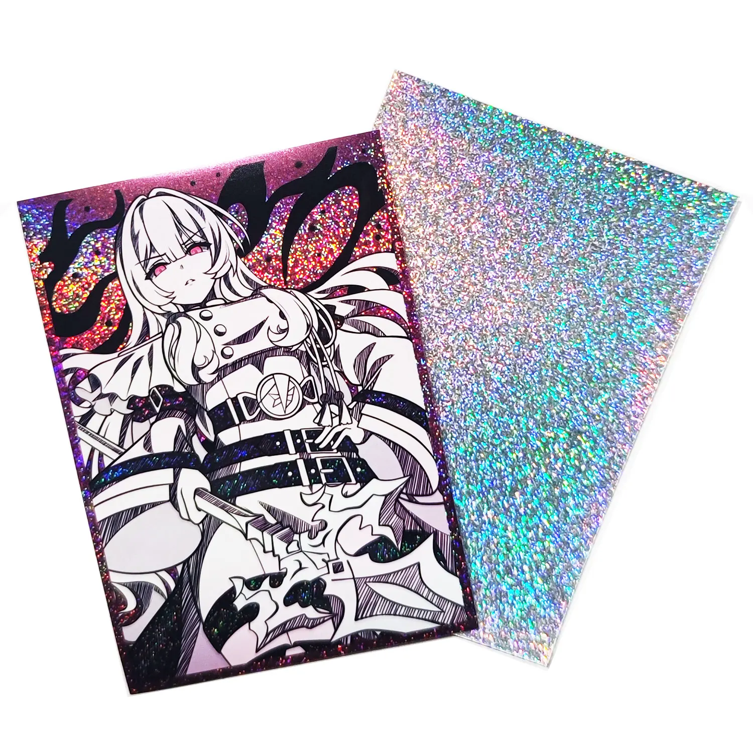 

60PCS 63x90mm Trading Cards Protector Holographic Animation YuGiOh Card Sleeves Shield Laser Cute Card Deck Cover Japanese Size