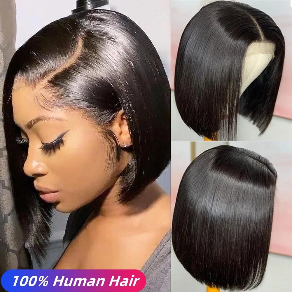 BOB Straight Wigs 200 Density 13x4 5X5 HD Transparent Lace Front Human 100% Natural Brazilian Hair Frontal Wigs