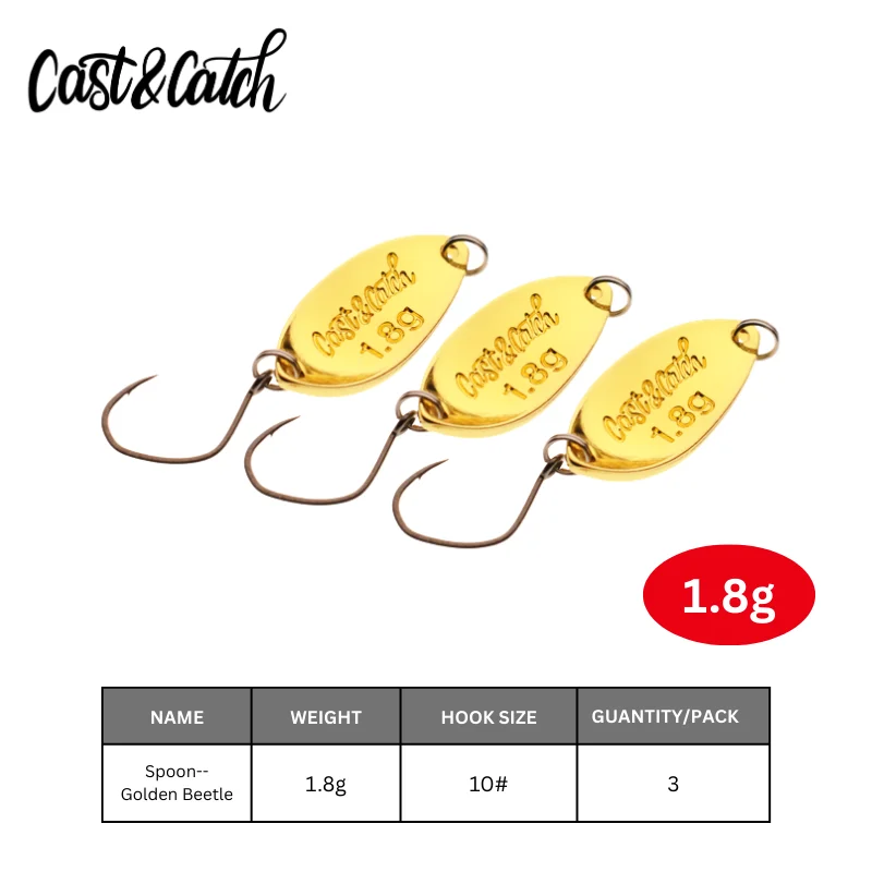 CAST&CATCH Golden Chafer/Golden Beetle Hard Baits – Metallguss-Jig-Löffel: Robuster Kupfer-Wassertropfen-Forellen-spezifischer Angelköder