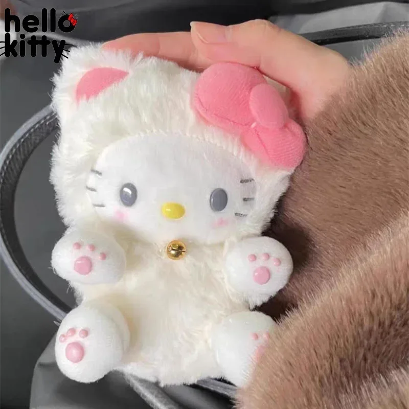 Hello Kitty Kawaii Pink Cat Claws Plush Doll Keychain Anime Sanrio Stuffed Toys Pendant Keyring Children Plushie Christmas Gift