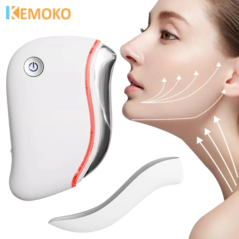 

Electric Guasha Massager 4 in 1 Heating Vibration Scraping Board Neck Back Massage Face Double Chin Gua Sha Facial Lifting Tool