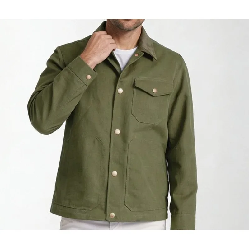 Men's Casual Fashion Lapel Tooling Style Jacket Multi-color Optional Trend Solid Color Jacket Men's Trench Coat