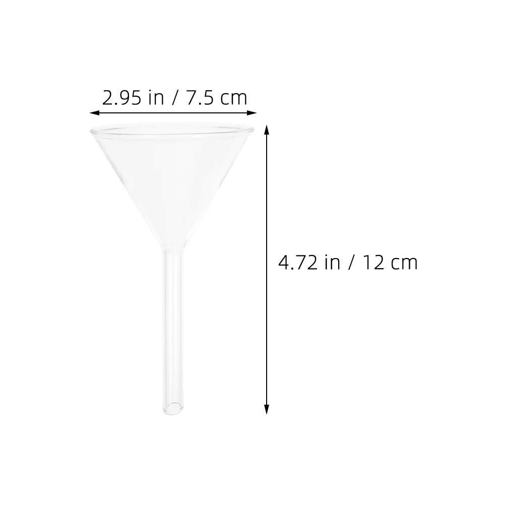 Glass Triangle Funnel for Lab Use 75Mm Wide Mouth Stable Stem Scientific Filtration Transfer Tool for Experiments
