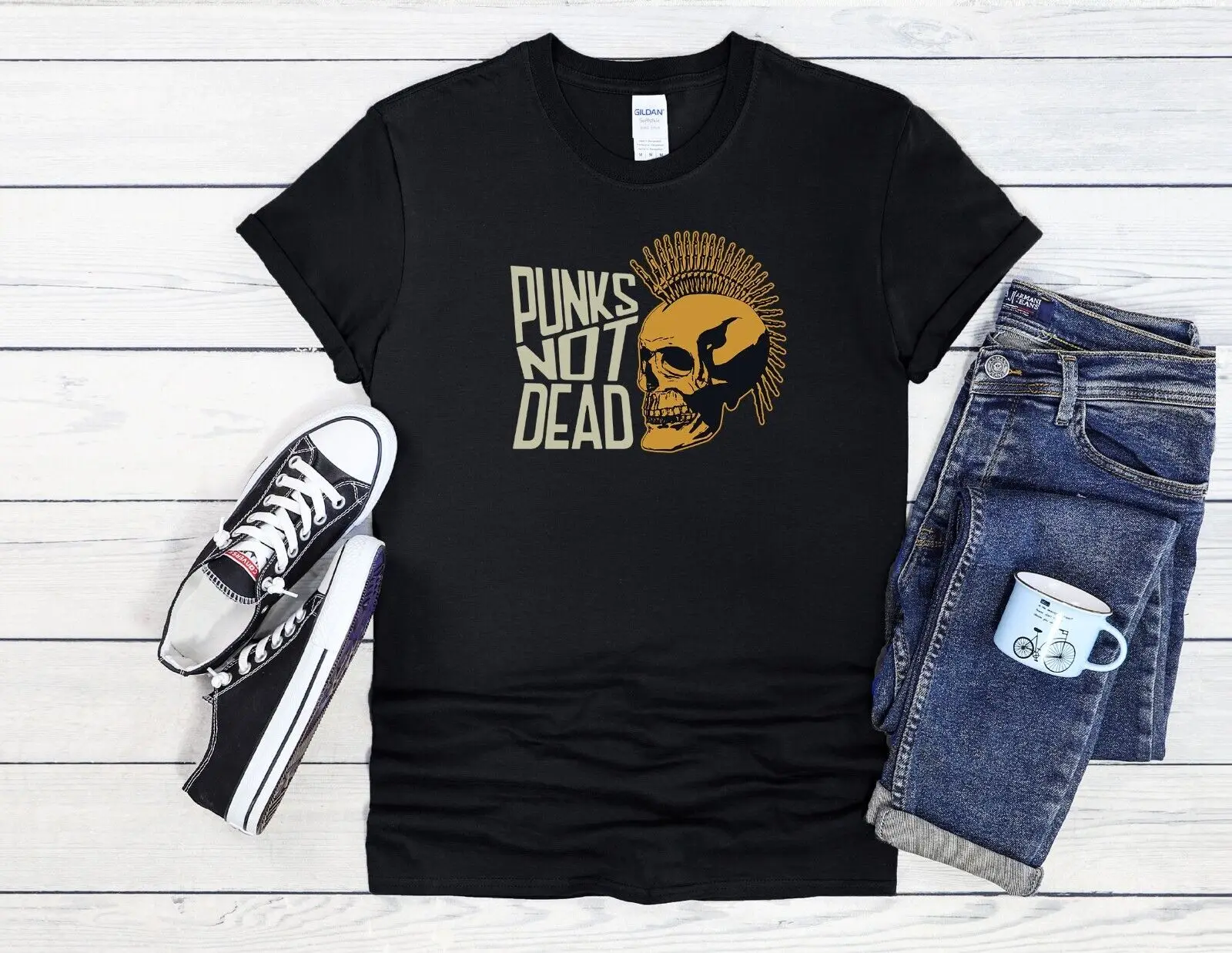 Punks Is Not Dead Jute Bag Baseball T Shirt Top 3476