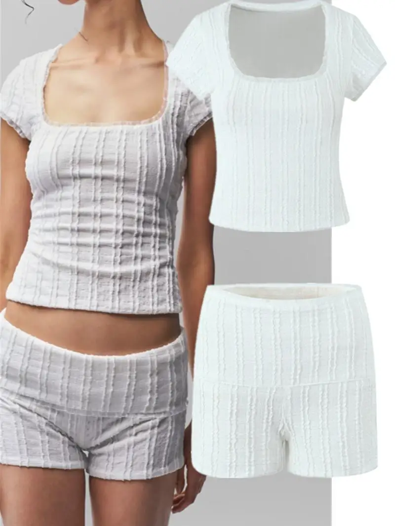 

Модный комплект Spicy Girl Sle с высокой эластичной кружевной отделкой, небольшой комплект с квадратным воротником, укороченный топ с расклешенной талией