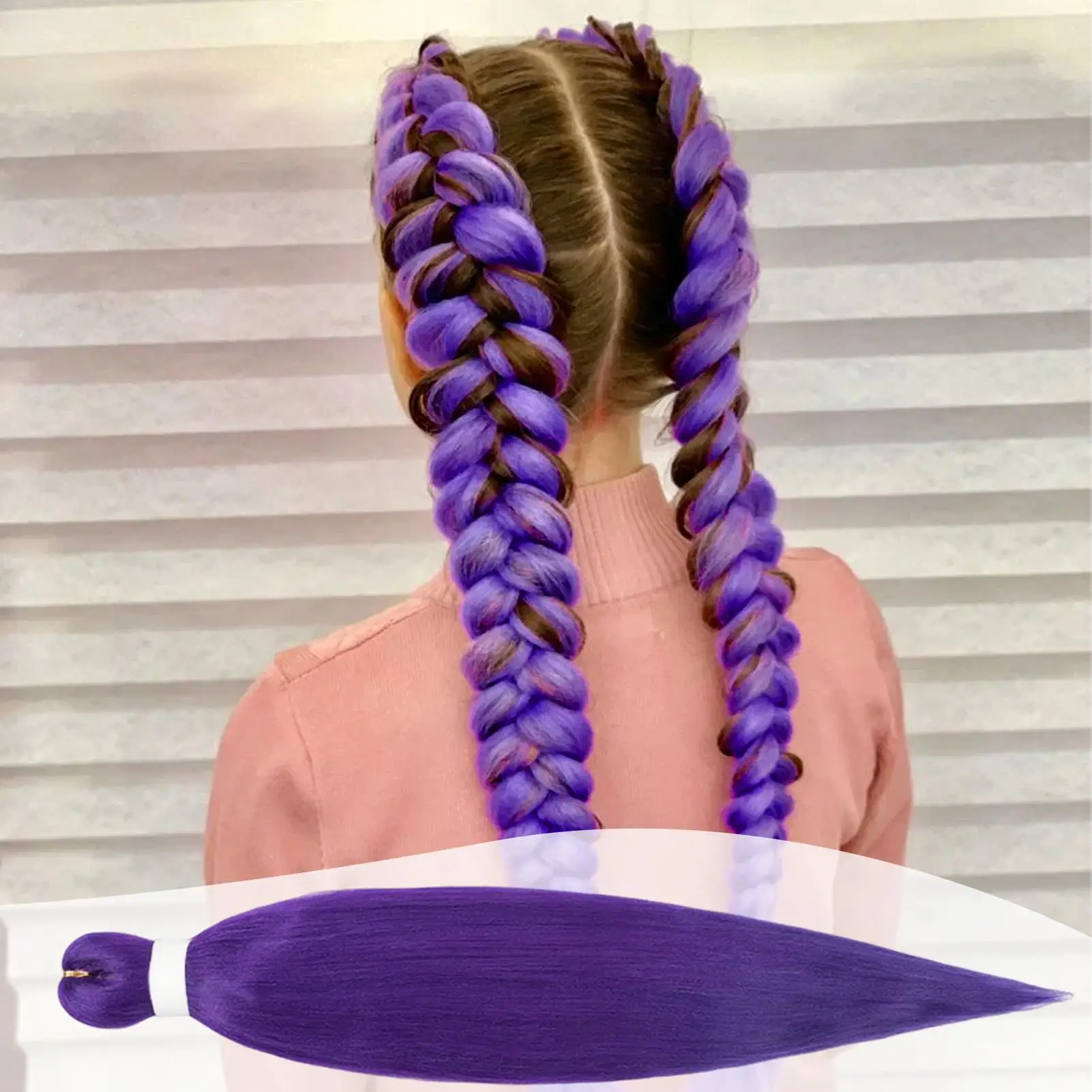 Haarextensies Vlechten 30 inch Vlechthaar Voorgerekt Menselijk haar Synthetische kleurverlenging voor dames Kinderen Meisjes Dagelijks