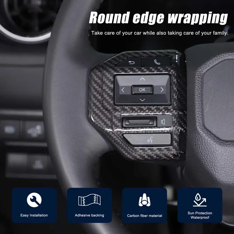 

For Toyota Prado 2024+ steering wheel button frame Steering wheel button frame Interior accessories True carbon fiber 2pcs