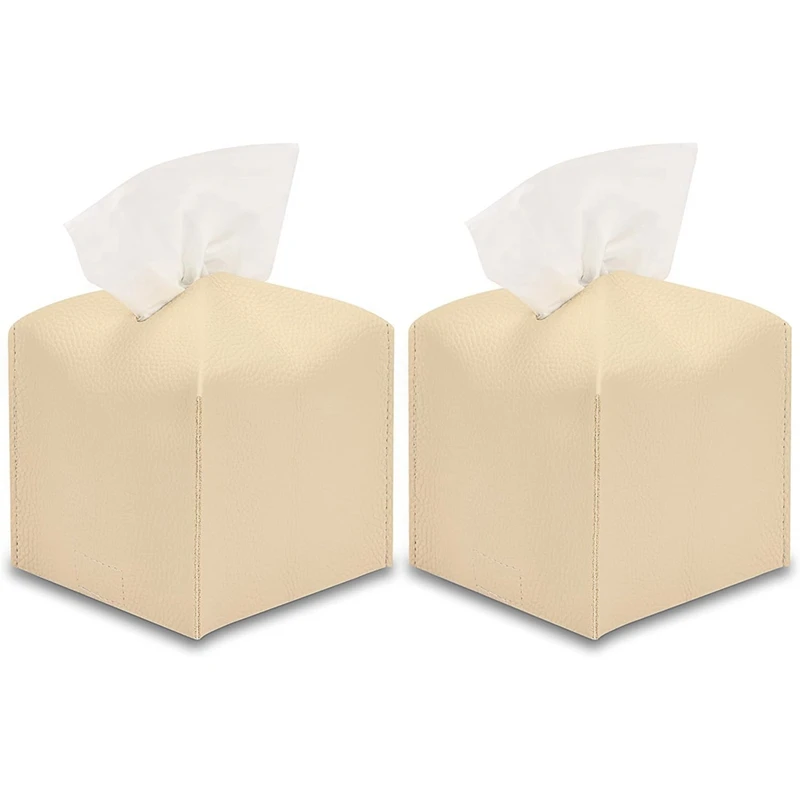 2Pcs Decorative Square Creative Advertising Tissue Box Waterproof, For Bathroom, Car, Office And Home