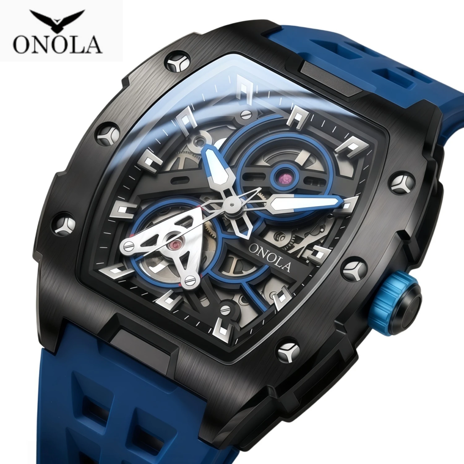 ONOLA Fashion New Popular Fully Automatic Mechanical Quality Men's Watch Sports Silicone Strap Cool Watches for Man Reloj Hombre