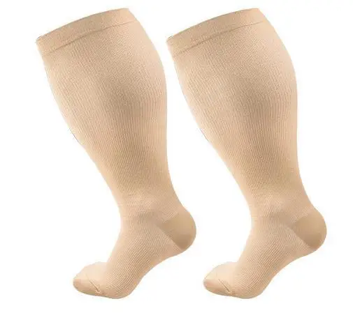 1Pair Plus Size Compression Socks Wide Fit Athletic Running Stockings Breathable Anti-Sweat Gym Hiking Cycling